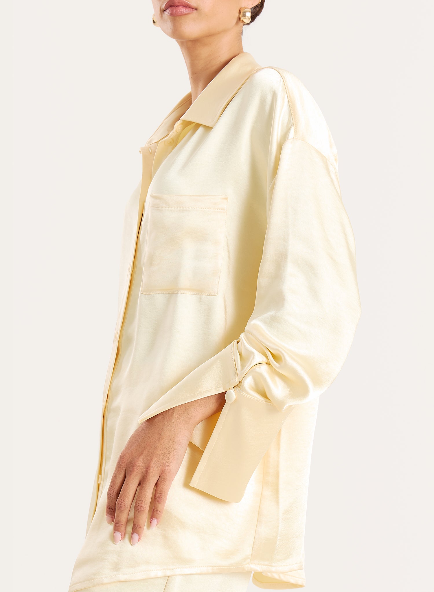Lemon Oversized Satin Shirt